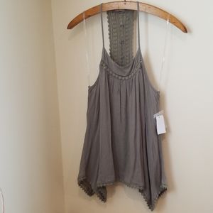 Boho flowy handkerchief tank top shark bite